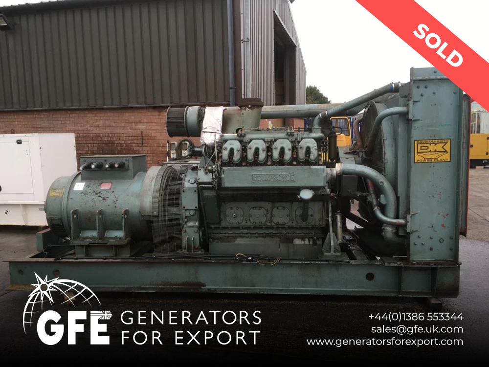 506KVA Dawson Keith Rolls Royce used generator