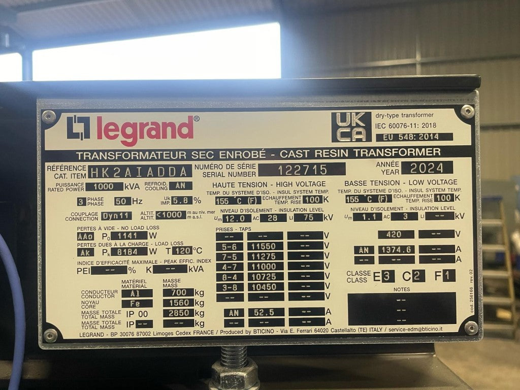 1000kVA Legrand Transformer