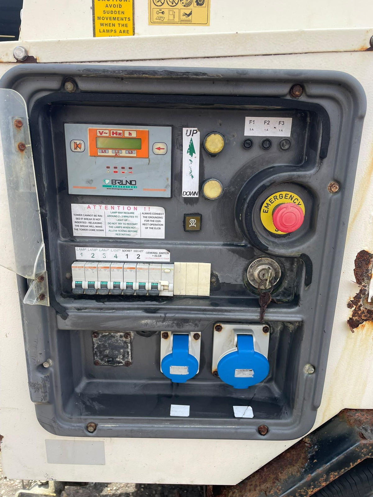 8kVA Bruno Site Light 908K Kubota D1105 Canopied Used Generator